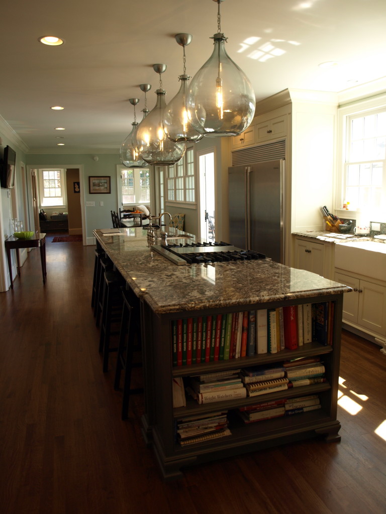 Amazing island in this very functional kitchen, with view to breakfast room and mudroom beyond. 